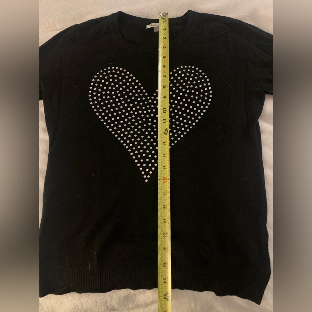 VILA MILANO Rhinestone Heart Wool Blend Sweater L - Picture 9 of 11